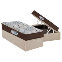 Cama Box Baú Solteiro: Colchão Espuma Ortobom D45 / EP ISO 150 Mega Firme + Base CRC Suede Clean(88x188)