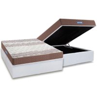Cama Box Baú Casal: Colchão Espuma D33 Probel / EP Guarda Costas PróIntense Double Face + Base CRC Corano White(138x188)