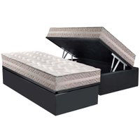Cama Box Baú Solteiro: Colchão Anatômico Paropas D28 / AG65 Master Gray + Base CRC Suede Gray (88x188)
