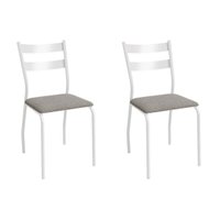 Kit 2 Cadeiras de Cozinha Bali 2C141BR Aço 2 Un Branco/Boucle Cinza - Kappesberg