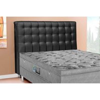 Painel de Cama Box Estofada Casal Dama Plus Corano Preto - Simbal