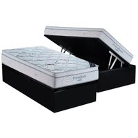 Cama Box Baú Solteiro: Colchão Molas SuperPocket Ensacadas Ortobom Freedom + Base CRC Suede Black (88x188)