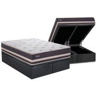 Cama Box Baú Queen: Colchão Anatômico Herval AG65 Belfort + Base CRC Suede Gray (158x198)