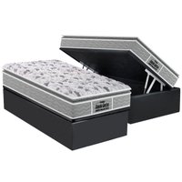 Cama Box Baú Solteiro: Colchão Anatômico Probel D45 Guarda Costas PróExtreme Plus + Base CRC Suede Gray (88x188)