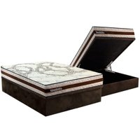 Cama Box Baú Casal: Colchão Ortopédico Paropas D45 Resiste Hotel + Base CRC Suede Brown (138x188)