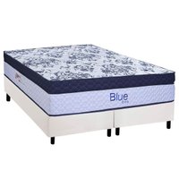 Cama Box King: Colchão Molas Ensacadas Paropas Blue + Base CRC Corano White (193x203)