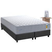Cama Box King: Colchão Molas Ensacadas Herval Bumpcore + Base CRC Suede Gray (193x203)