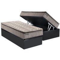 Cama Box Baú Solteiro: Colchão Molas Paropas Ensacadas Esplêndido Bordô + Base CRC Suede Gray(88x188)