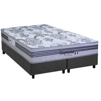 Cama Box King: Colchão Molas MasterPocket Ensacadas Paropas Supremo Gray + Base CRC Suede Gray (193x203)