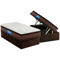 Conjunto Box Baú Solteiro: Colchão Espuma Probel D33 Guarda Costas Plus + Base CRC Suede Brown (88x188)