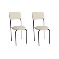 Cadeira Sala de Jantar Mali 2C136PRF Aço Kit 2 Un Preto/ano Bege - Kappesberg