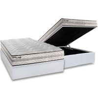 Cama Box Baú Casal: Colchão Espuma D33 Paropas Pasquale Plus + Base CRC Linhão White (138x188)