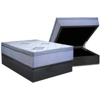 Cama Box Baú Casal: Colchão Ortopédico Paropas D28 Gold Extra Gray + Base CRC Suede Gray (138x188)