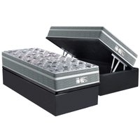 Conjunto Box Baú Solteiro: Colchão Molas Probel Ensacadas ProDormir Evolution + Base CRC Suede Gray (88x188)