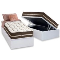 Conjunto Box Baú Solteiro: Colchão Molas D Angelis Anjos Superlastic Classic+Base CRC Corano White (88x188)