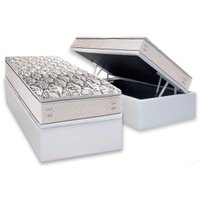 Cama Box Baú Solteiro: Colchão Ortopédico Herval AG65 Santorini C1604 + Base CRC Linhão White (88x188)