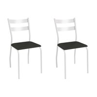 Kit 2 Cadeiras de Cozinha Bali 2C141BR Aço 2 Un Branco/Corano Preto - Kappesberg