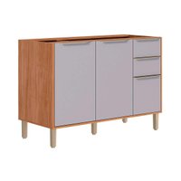 Balcão de Cozinha Celeste c/ 3 Portas e 2 Gavetas s/Tampo 120cm Cinamomo/Platina - MGM