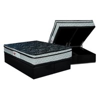 Conjunto Box Baú Queen: Colchão Espuma Paropas D28 Conforto Firme + Base CRC Suede Black (158x198)