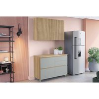 Cozinha Modulada Completa Rainha 2 Peças (1Aéreo+1Balcão) C2P44 Nature/Verde - Nesher
