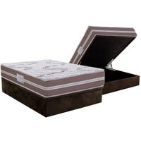 Conjunto Box Baú Casal: Colchão Espuma Herval D33 Long Live + Base CRC Suede Brown (138x188)