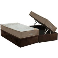 Conjunto Box Baú: Colchão Espuma Ortobom D33 Viscoelástico Apollo Viscomemory + Base CRC Suede Brown Solteiro (88x188)