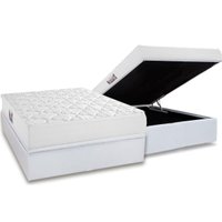 Cama Box Baú Casal: Colchão Espuma D45 Herval Top + Base CRC Linhão White (138x188)