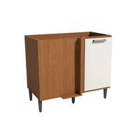 Balcão de Cozinha Canto Reto Linna T723 c/ 1 Porta s/ Tampo 98cm Canela/Off White - Kappesberg