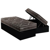 Cama Box Baú Solteiro: Colchão Molas Ensacadas Paropas Privilege + Base CRC Suede Black (88x188)