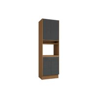 Paneleiro de Cozinha Vibra T629 c/ 4 Portas e 1 Nicho p/ Forno 70cm Canela/Grafite Lacca - Kappesberg