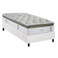 Cama Box Solteiro: Colchão Molas Ensacadas Herval Imperatore Eco Bamboo + Base CRC Corano White (88x188)
