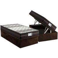 Conjunto Box Baú Solteiro: Colchão Molas Probel Prolastic ProDormir Palace + Base CRC Suede Brown (88x188)