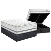 Conjunto Box Baú Queen: Colchão Molas Herval Maxspring C1756 c/ Massagem + Base CRC Suede Gray (158x198)