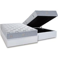 Conjunto Box Baú Casal: Colchão Molas Herval Ensacadas Premium + Base CRC Linhão White (138x188)