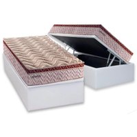Cama Box Baú Solteiro: Colchão Molas Paropas Ensacadas Esplêndido Bordô + Base CRC Corano White(88x188)