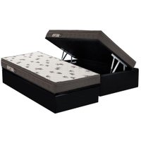 Cama Box Baú Solteiro: Colchão Espuma Ortobom D45 Light Saúde OrtoPillow + Base CRC Corano Black(88x188)