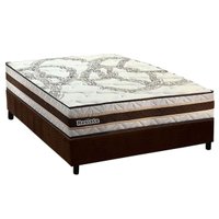 Cama Box Casal: Colchão Espuma D45 Paropas Resiste Hotel + Base CRC Suede Brown (138x188)