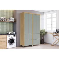Multiuso Lavanderia Marquesa c/ 4 Portas e 4 Gavetas 140cm Nature/Verde - Nesher