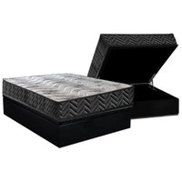 Cama Box Baú Casal: Colchão Espuma D45 Paropas Pasquale Wave Black + Base CRC Suede Black (138x188)