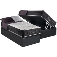 Cama Box Baú Solteiro: Colchão Molas Anjos Ensacadas Fort Flex + Base CRC Suede Gray(88x188)