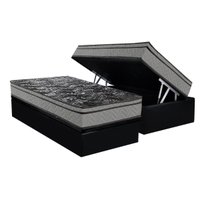 Cama Box Baú Solteiro: Colchão Ortopédico Paropas D28 Conforto Ultra Firme + Base CRC Suede Black (88x188)