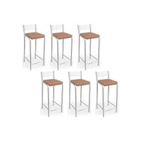 Banqueta de Cozinha Gênova B705 Kit 6 Un Cromada/Capuccino - Kappesberg