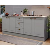 Kit Cozinha Modulada 3 Peças Americana (2Balcões+1Complemento) s/Pia CZ138 Cinza - Henn
