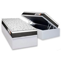 Cama Box Baú Solteiro: Colchão Ortopédico Plumatex Falcon Ultra Firme + Base CRC Courano White (88x188)