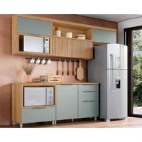 Kit Cozinha Modulada 5 Peças Marquesa (3Aéreos+2Balcões) C5P35 Nature/Verde - Nesher