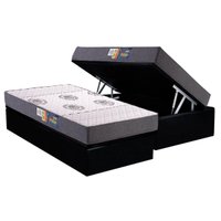 Conjunto Box Baú Solteiro: Colchão Espuma Polar D45 Pérola + Base CRC Suede Black (88x188)