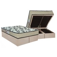Cama Box Baú Queen: Colchão Ortopédico Paropas D33 Pasquale Wave Clean + Base CRC Suede Clean (158x198)