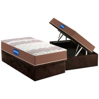 Conjunto Box Baú Solteiro: Colchão Espuma Probel D33 Guarda Costas + Base CRC Suede Brown (88x188)