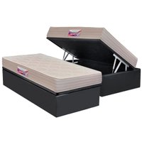 Conjunto Box Baú Solteiro: Colchão Espuma Herval D45 New Top + Base CRC Courano Gray (88x188)