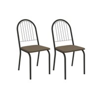 Cadeira de Cozinha Noruega 2C077PRF Aço Kit 2 Un Preto/Suede Cappuccino - Kappesberg
